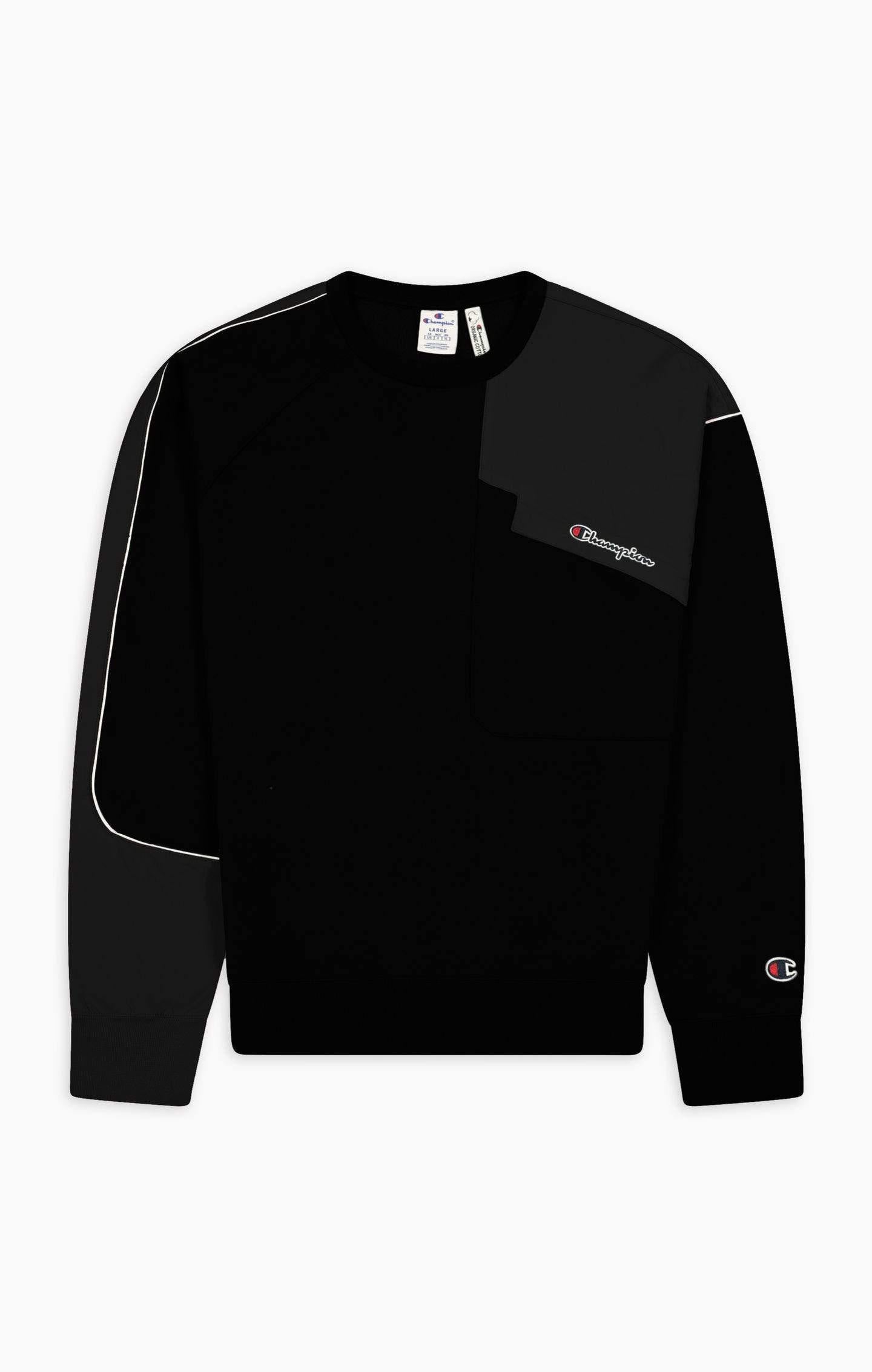 Patchwork Reverse Weave Organic Cotton Blend Sweatshirt - Preta - BlackBeard Fashion Lounge - 
