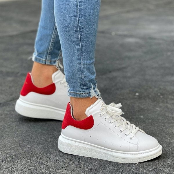 Chunky Sneakers Shoes White-Red - BlackBeard Fashion Lounge - 