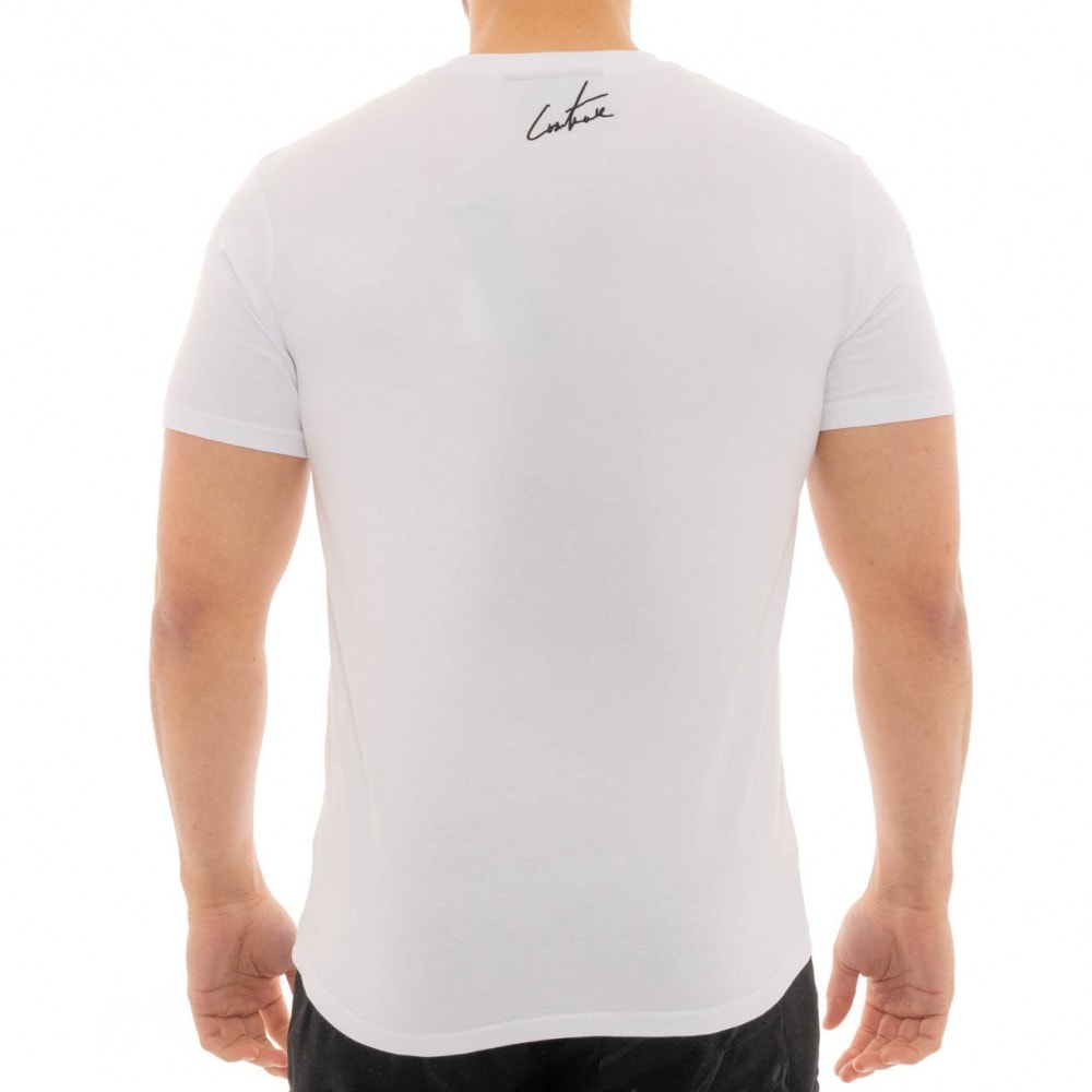 Distressed Circle Logo Slim T-Shirt Branca - BlackBeard Fashion Lounge - 