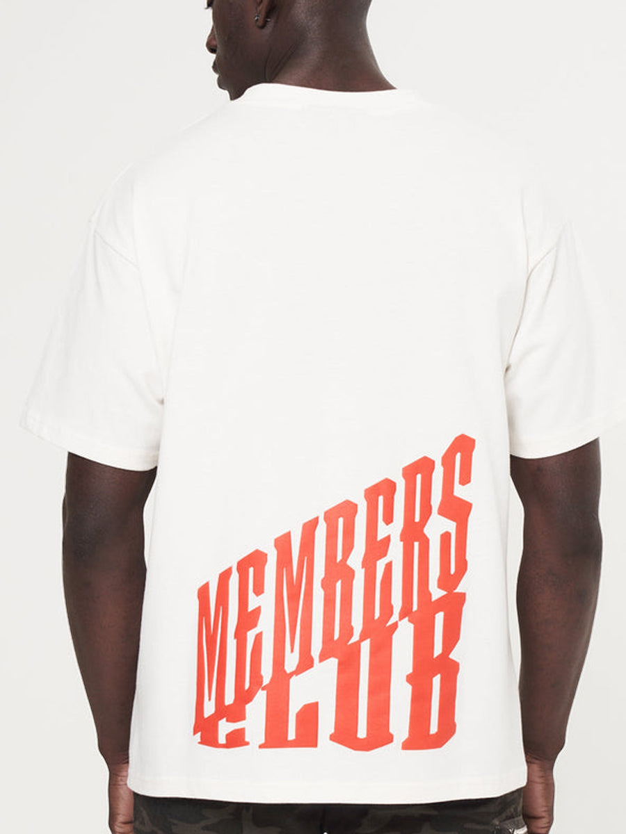 Members Club Puff Print T-Shirt - Off White - BlackBeard Fashion Lounge - 