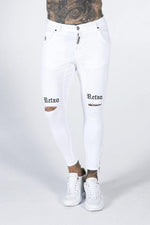 Carregar imagem no visualizador da galeria, White Embroidery Jeans - BlackBeard Fashion Lounge - 
